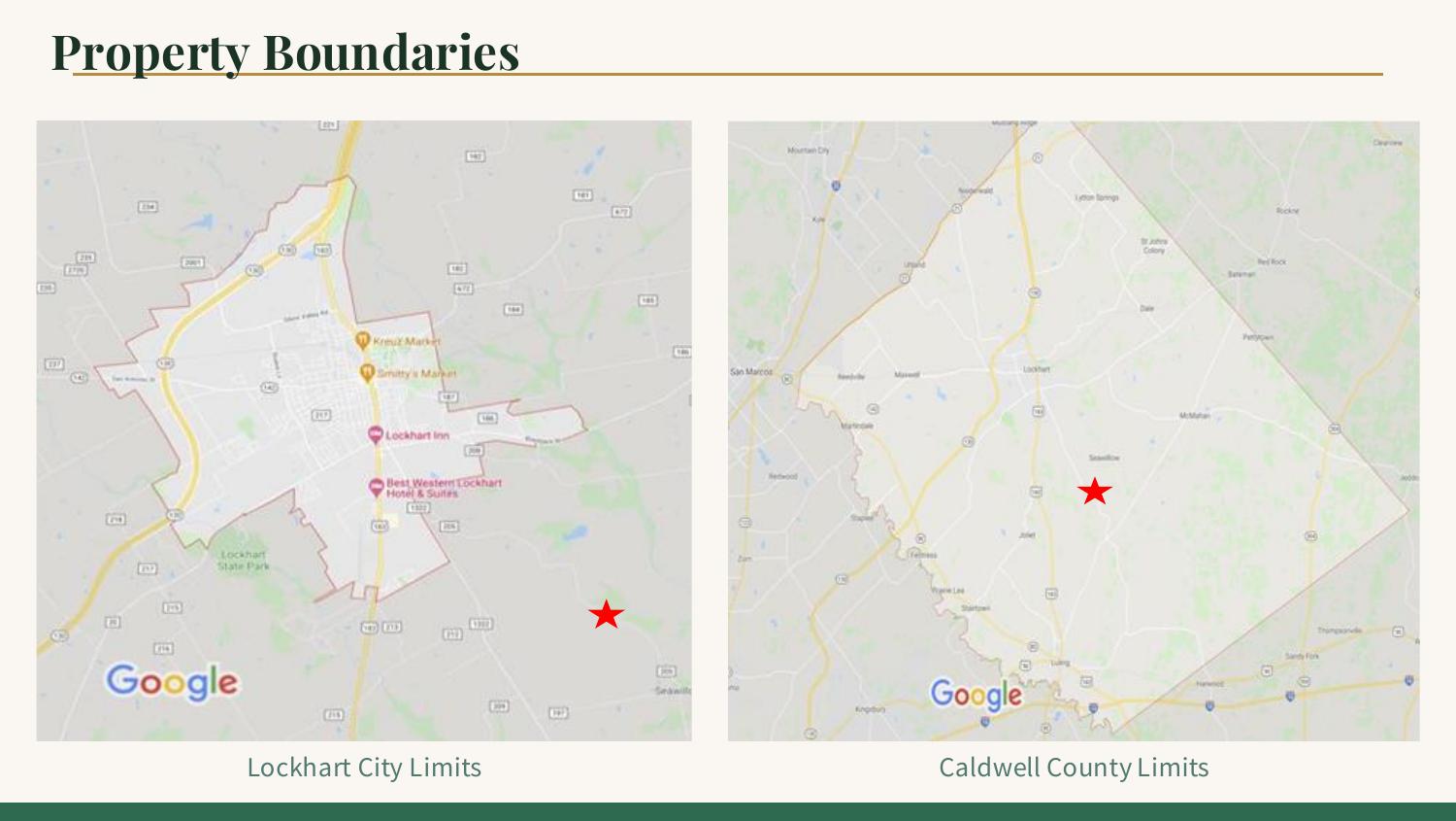 Property boundaries within Lockhart and Caldwell County